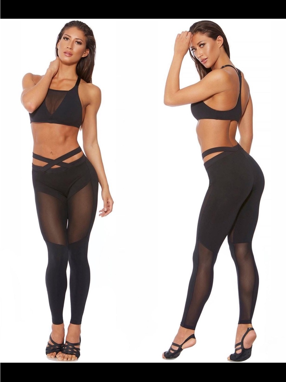 Bombshell Sportswear Black Crisscross Mesh Leggings
